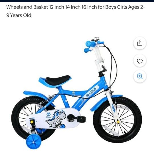 Elevon Dinos Kids Bike Kids Bicycle with Removable Training Wheels and Basket 12 Inch 14 Inch 16 Inch for Boys Girls Ages 2-9 Years Old