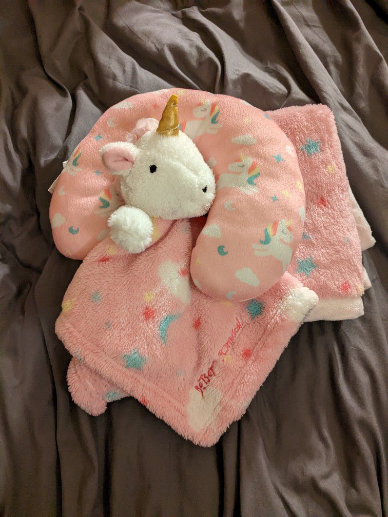Betsey Johnson Blanket, Toy & Bonus Neck Pillow 