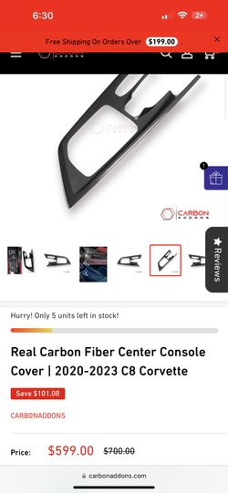 C8 Corvette Center Console Carbon Fiber Cover