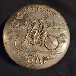 1897 Vintage Cyclist Silver Metal Cup/Embossed All Original 