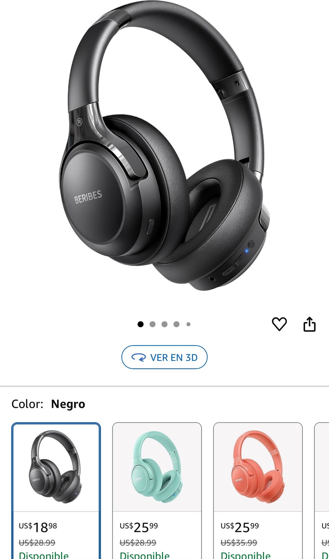 BERIBES Bluetooth Headphones Over Ear, 65H Playtime And 6 EQ Music Modes Wireless Headphones