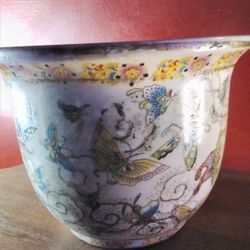 Painted Ceramic Flower Pot ( Butterflies)