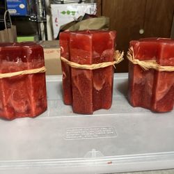 3 Big Red candles 