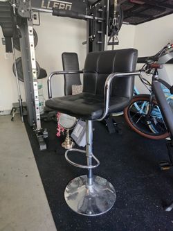 Black Leather Bar Stools with Chrome Base