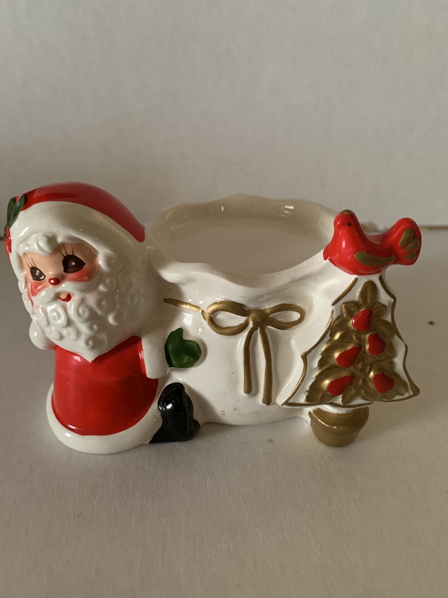 Vintage 1950s Napco Ceramic Santa Candle Votive Tea light Holder Figurine Japan