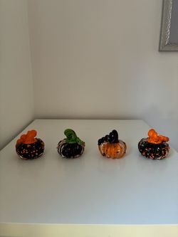 Hand-Blown Glass Mini Pumpkins With Frit On Outside $12 Each