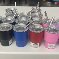 Mini Stainless Steel Insulated Tumbler 3 Oz With Lid And Straw White Black Silver Blue Red Pink Purple Teal 