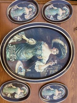 Rare vintage Pepsi tray with coasters-with free vintage 6 pack bottles