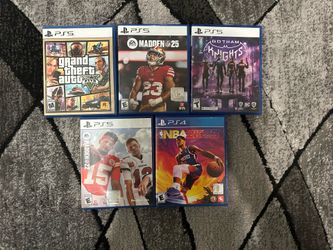 Grand theft auto five, Madden 25, Gotham Knights, madden 22, and NBA 2K 23