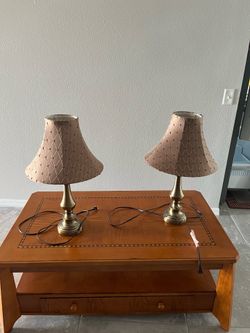 Matching Table Lamps (Set of 2) – Brushed Bronze with Decorative Shades