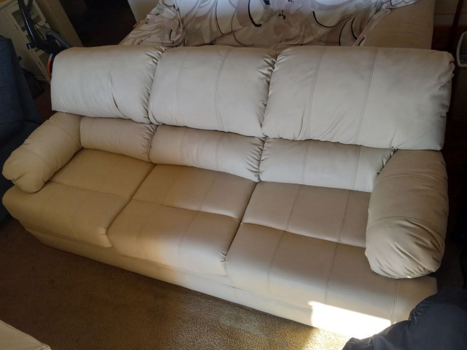 Ivory Leather Sofa And Loveseat