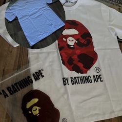 Red And White Camo Bape Tee Sizes S,M,L,XL