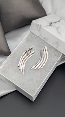 E3💛✨ Vintage 925 Sterling Silver bar earrings|1.25"|