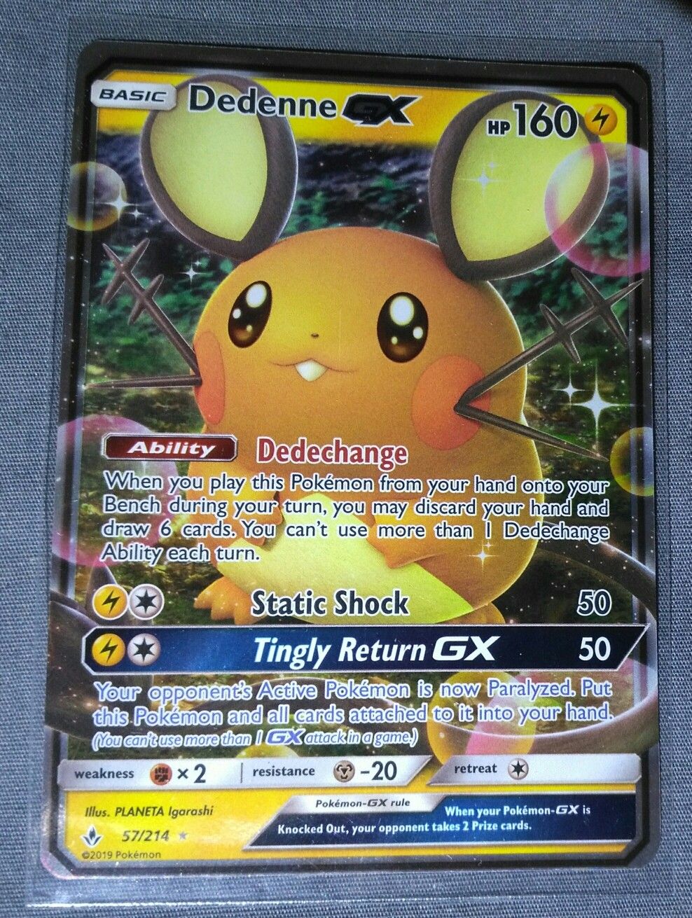 Dedenne GX 57/214 ULTRA RARE HOLO FOIL Unbroken Bonds CARD RARE