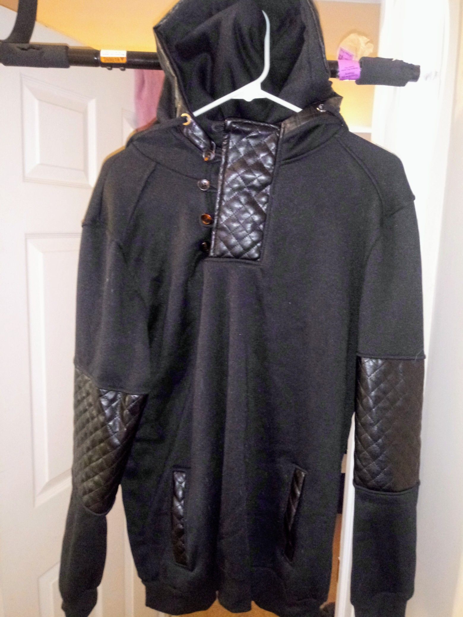 Leather jacket pullover hoodie XL slim