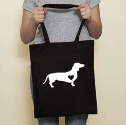 Hotdog Canvas Tote Bag - Black 