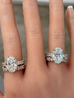 18KT VVS2/F 7.80Ctw Lab Diamond IGI Certified Bridal Ring Set