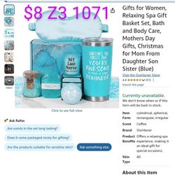 Gifts for Women, Relaxing Spa Gift Basket Set, Bath and Body Care, Mothers Day Gifts, Christmas for Mom From Daughter Son Sister (Blue)