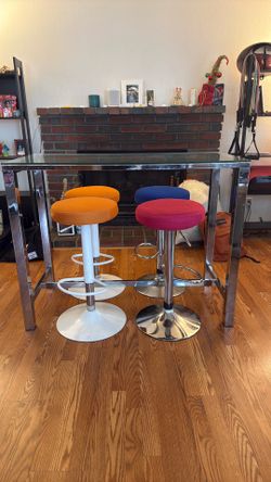 Metal and glass bar table