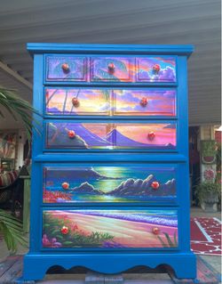“ Majestic Sitting Sun” Inspired Vintage Chest of Drawers