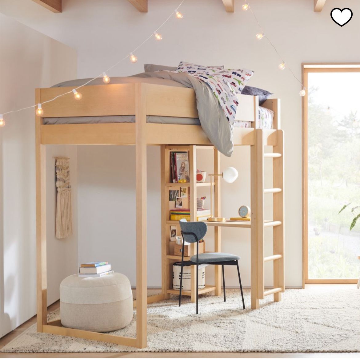 West Elm twin loft bed with desk