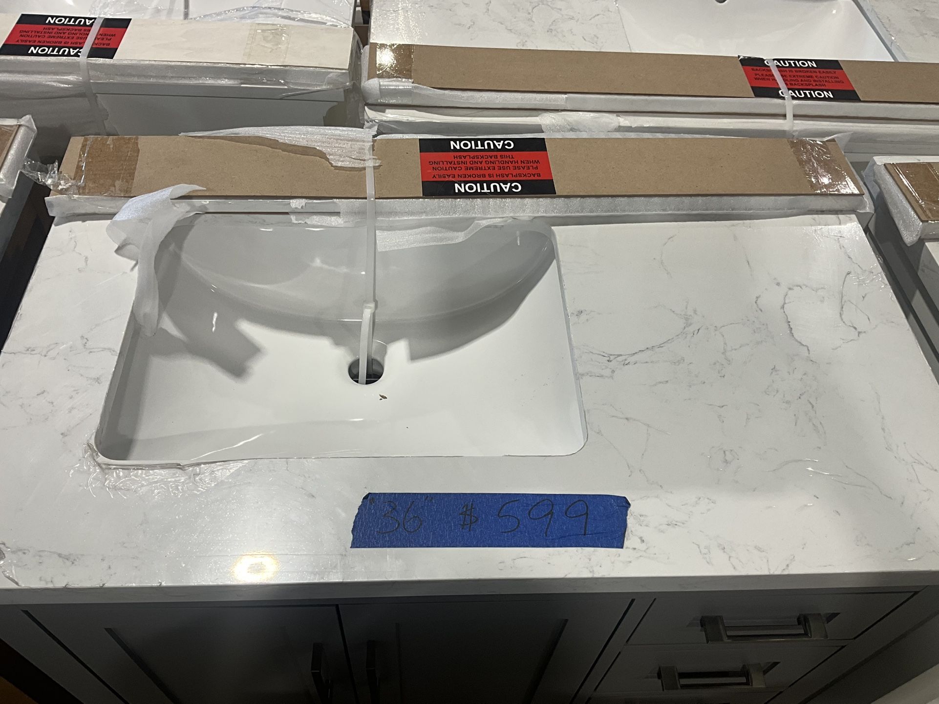 36” Bathroom Vanity in grey , single sink soft close solid wood with vanity top in white $599 Luke’s liquidations warehouse Address: 2434 N Forsyth