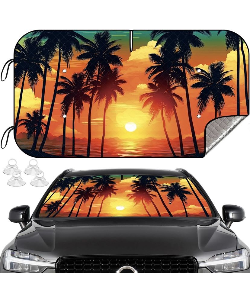 Car Windshield Sun Shade, Foldable Windshield Cover Sunshade Front Window with Enhanced Sun Protection for Cars, SUVs, Hatchback (55" x 29.5")