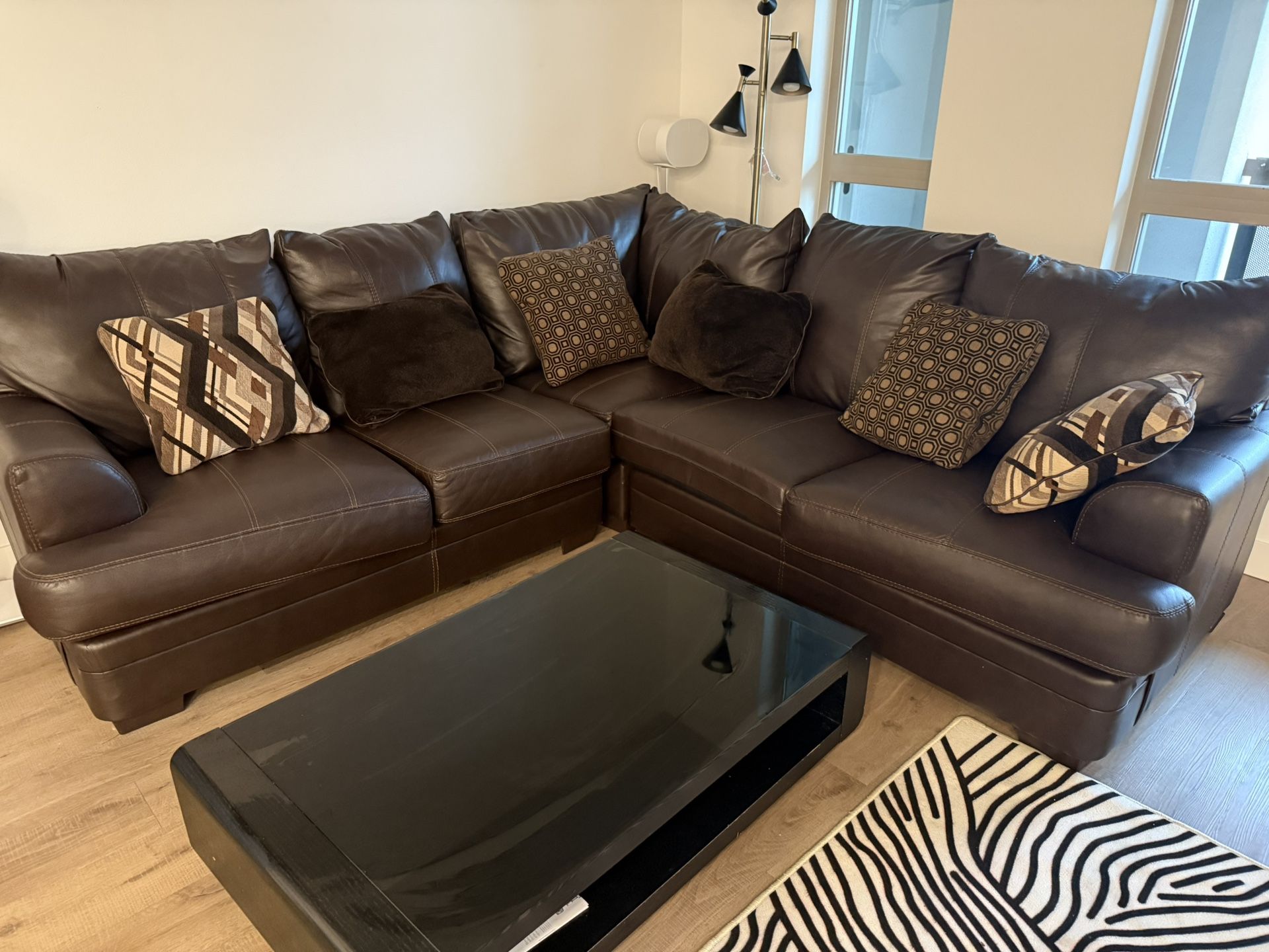 Faux Leather Dark Brown Couch