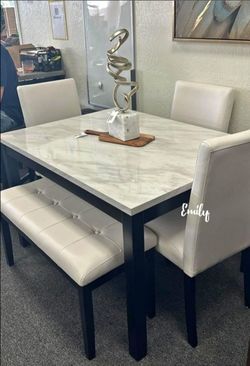 Elegant! 5-pc White Dining Table Set