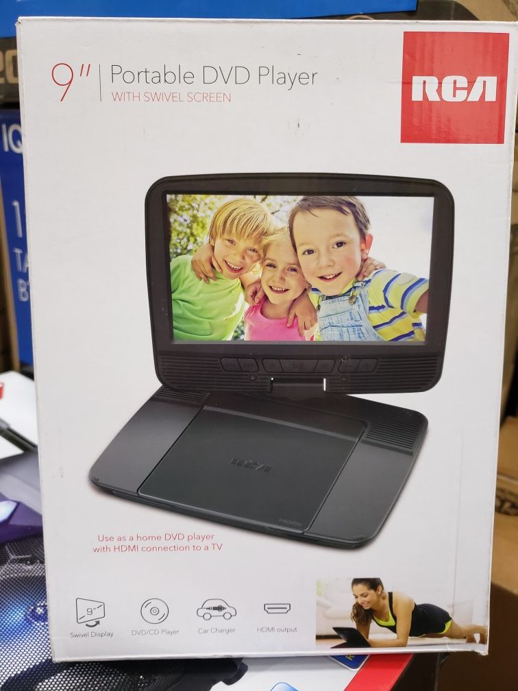 9" swiveling screen portable DVD player available by rca.