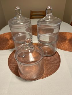 Clear Glass Apothecary Jars with Lids – Set of 3