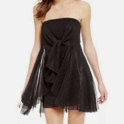 Free People 'Good For You' Strapless Tie Front Black Mini Dress NWOT 0