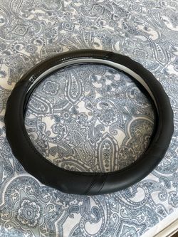 Black Leather Steering Cover