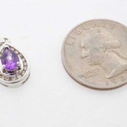 Amethyst 14K White Gold Pendant with Diamonds  #23219