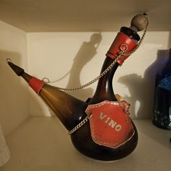 Amber Glass Wine Cruet Decanter VINO Leather