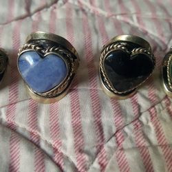 Adjustable Rings From Machu Picchu Peru EACH $12 Turquoise Onyx Malachite Peruvian Silver