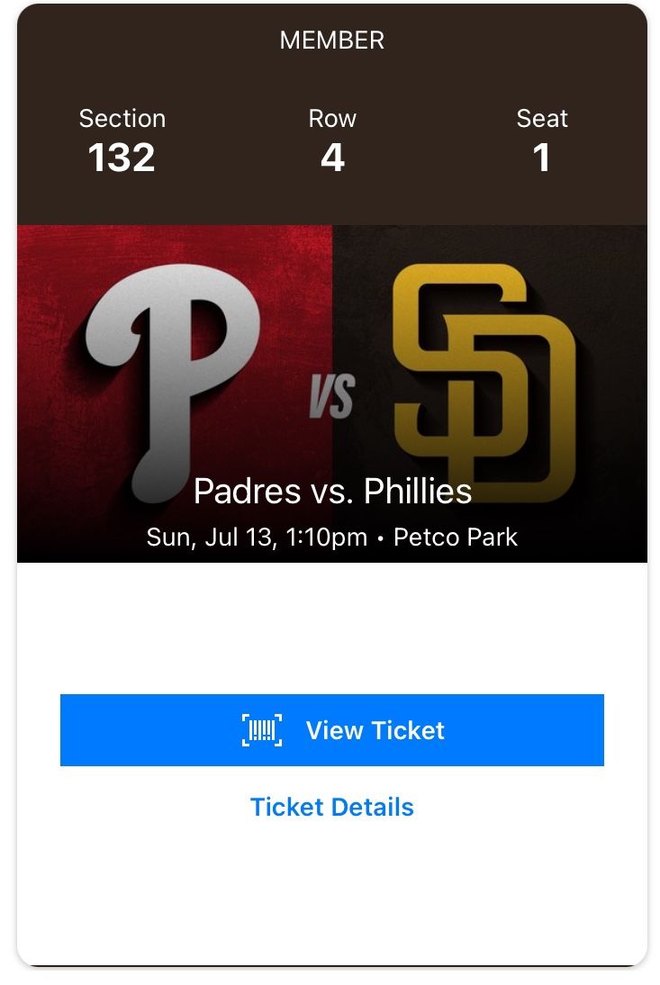 Padres vs Phillies Sunday Tickets