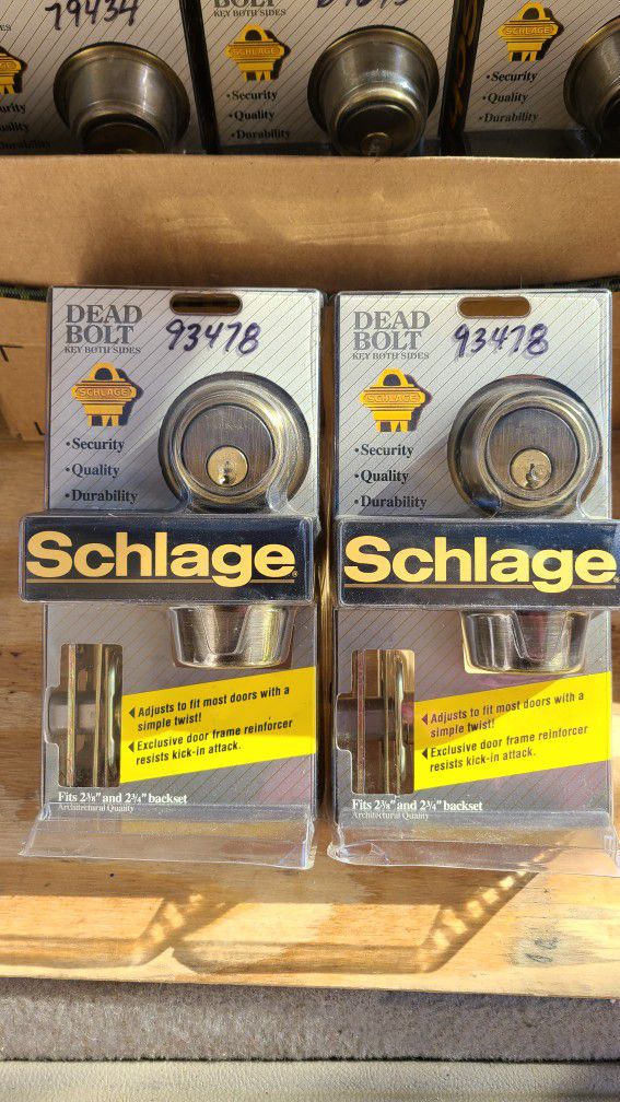 NEW  (2) Two Schlage Double Cylinder Deadbolts