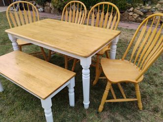 Dining table chairs and bench farmhouse kitchen table set