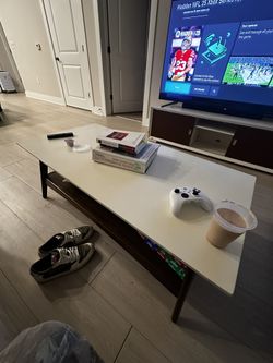 White And Dark Wood Coffee Table
