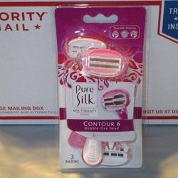 Pure Silk Contour 6 Spa Therapy 3 pack Women’s Disposable Razors