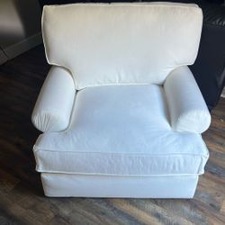  Miles Talbott large white swivel rocking chair