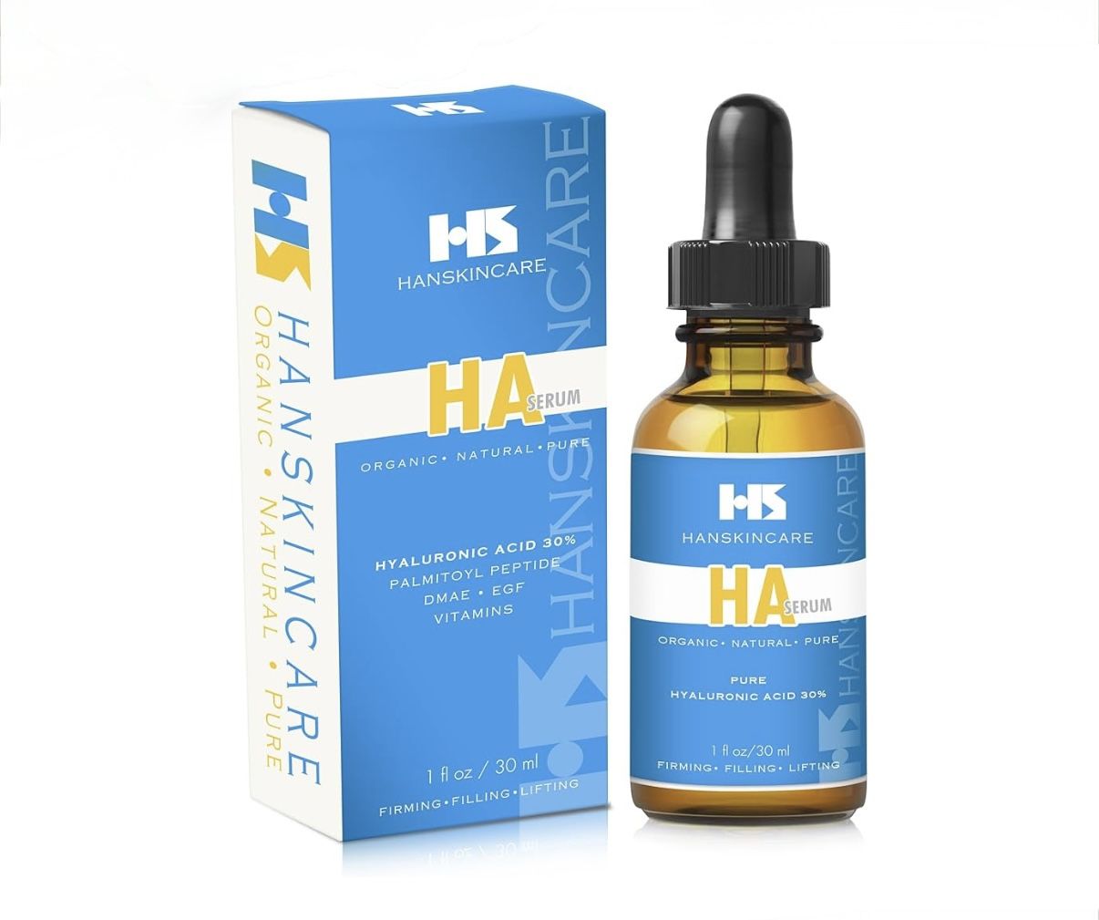 HanSkincare Pure Hyaluronic Acid 30% Serum Peptide Firming Lifting Made USA New