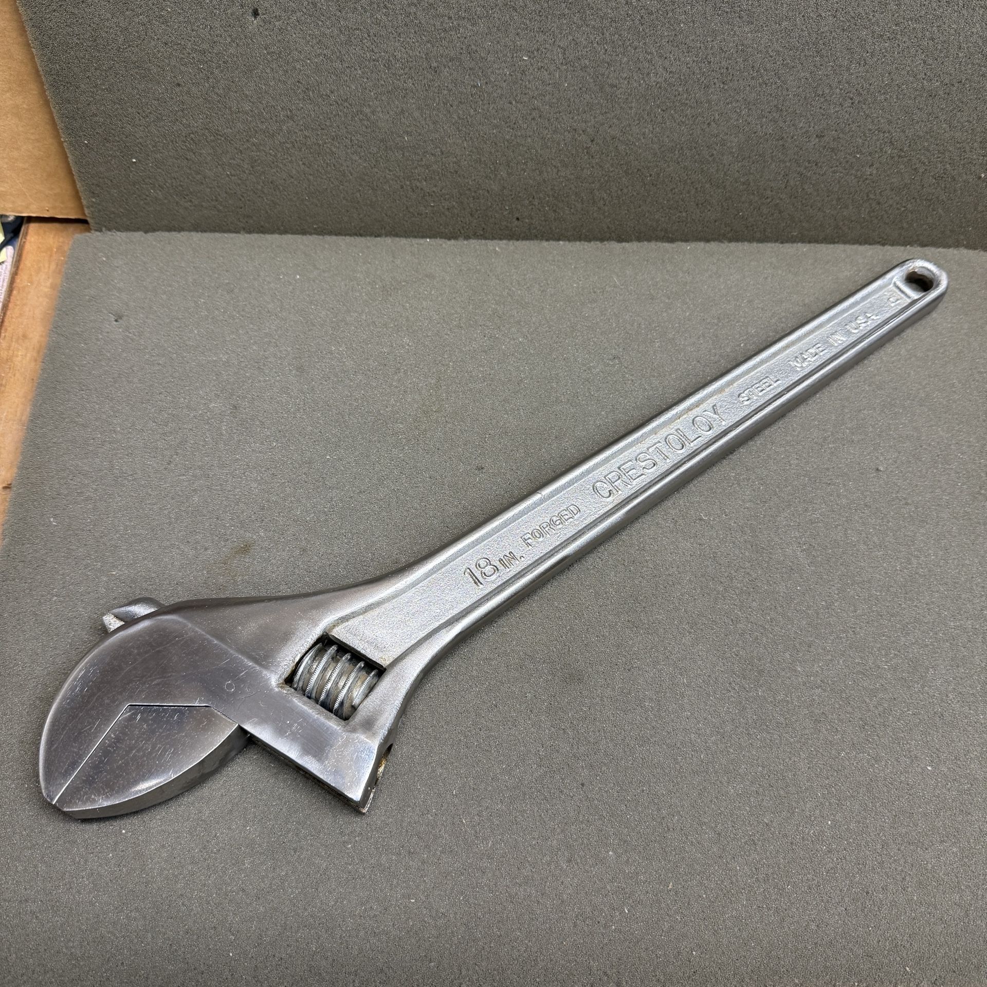 Vintage Crescent 18" Crestoloy Adjustable Wrench Forged Steel Made in USA