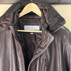 Leather Jacket / MARC NEW YORK Fully Lined And Insulated,  removable Collar, High Quality Dark Brown /  Size XL  / Excellent Condition/ Looks New