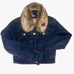 Levi Strauss & Co. | Kids Girls Cropped Blue Denim Faux Fur Collar Jacket Size XS
