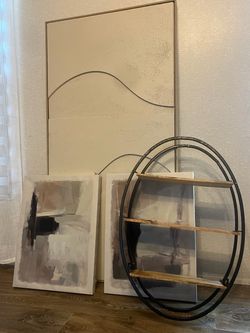 Modern Home Decor Set – Wall Art & Oval Shelf