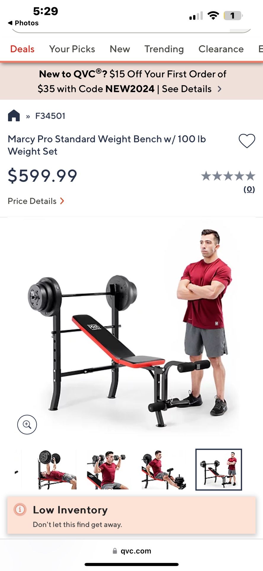 Marcy Pro Standard Weight Bench w/ Weights Sets