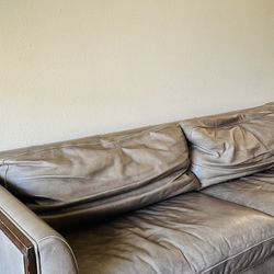 Genuine Leather Couch With No Scratch - Looking New 