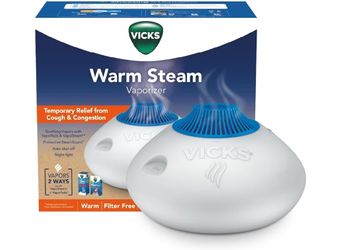 Vicks Warm Steam Vaporizer & Humidifier 1.5 Gallon Tank for Small and Medium Rooms, Night Light, Works with VapoPads and VapoSteam